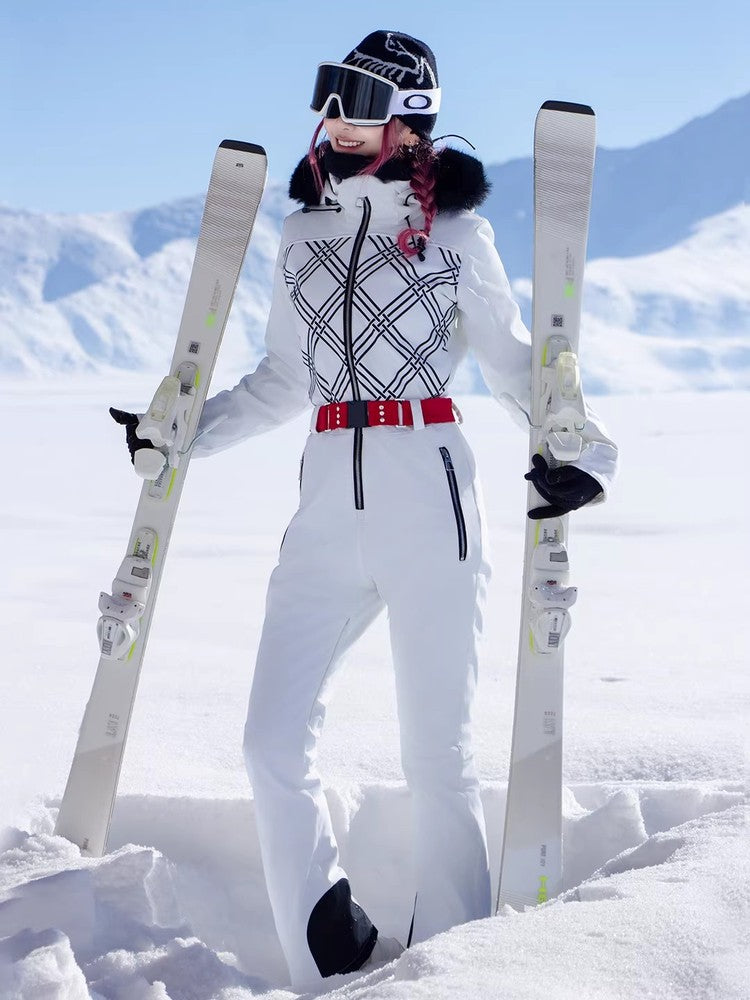 DOOK SNOW Women One-Piece Ski Suit White Front